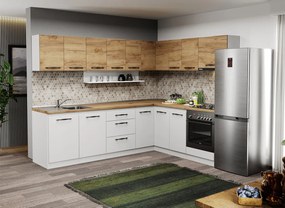 Mobila Bucatarie colt C10 Oakwhite 260x200 cm