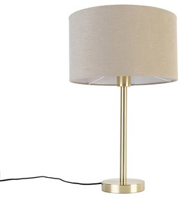Lampă de masă clasică din alamă cu abajur maro deschis 35 cm - Simplo