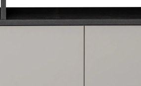 Mobila Living modern, casmir bej inchis  stejar grafit, 210 cm lungime x35 cm adancime, suspendata- prindere perete, usi deschidere prin apasare-push