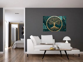 Tablou – Arborele vieții auriu în marmură (90x60 cm)