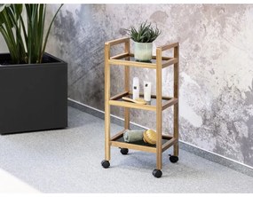 Etajeră de baie neagră/în culoare naturală din lemn de acacia 35x76,5 cm Fondi – Wenko