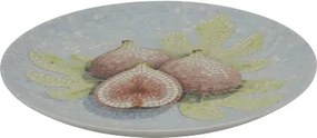Tavă pentru servire din ceramică cu model mozaic și motiv smochine, H2,8/D26,5 cm, skyblue &amp; cherry, „Chartres”