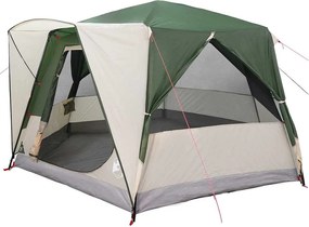 vidaXL Cort pentru 5 persoane Verde și alb 333 x 317 x 194 cm