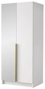 Dulap de haine Smagano II (Alb + auriu) (cu oglindă). 1105803