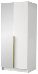 Dulap de haine Smagano II (Alb + auriu) (cu oglindă). 1105803
