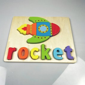 Puzzle din lemn pentru copii "Rachetă"