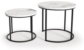 Set 2 mese de cafea Oreo marmura alba/negru – d 43-53 x h 35-45 cm