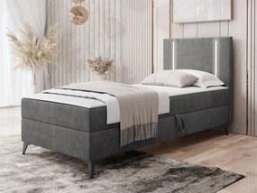 Pat de o persoană 80 cm Hebara 1 (Gri închis) (cu somieră și saltea) (cu sp. depozitare) (S). 1103561