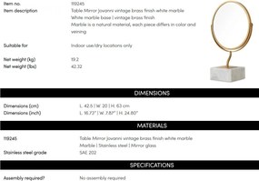 Oglinda de masa LUX marmura alba Jovanni