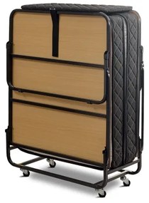 Pat metalic pliabil HERON, 90 x 204 cm, pentru o persoană, cu saltea, alb