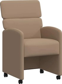 vidaXL Scaune de dining cu roți 2 pcs Cappuccino 58 x 65 x 98 cm