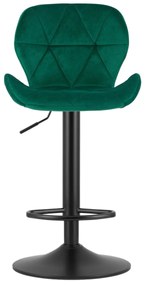 Scaun de bar cu picior negru WEST VELVET, verde