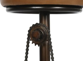 Scaun inalt de bar din piele naturala si metal, stil industrial ,"Rotor"