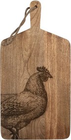 Tocător decorativ din lemn, maro, model găină, 25x50x2 cm
