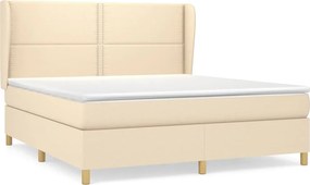 vidaXL Pat continental cu saltea, crem, 180x200 cm, textil