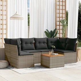 vidaXL Set canapele de grădină, 7 piese, cu perne, gri, poliratan