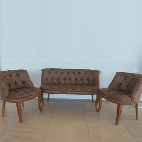 Set canapea 2 persoane cu 2 fotolii, Cafe Homs maro