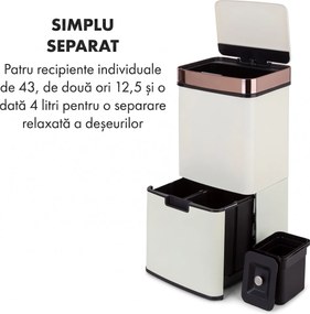 Klarstein Royal Trash Rose Gold, coș de gunoi cu senzor, 72 l, oțel inoxidabil, roz auriu