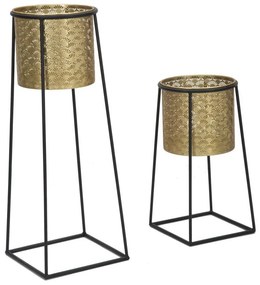 Set 2 suporturi pentru ghivece aurii/negre din metal, ∅ 26 - ∅ 23 cm, Cup Mauro Ferretti