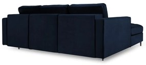 Colțar extensibil din catifea cu șezlong stânga Milo Casa Santo, albastru