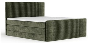 Pat boxspring verde închis cu spațiu de depozitare 180x200 cm Bergamo – Maison de Rêve