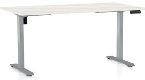 Masă înălțime reglabilă OfficeTech B, 160 x 80 cm, picioare gri, frasin alb