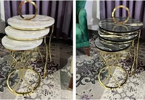 Set masuta de cafea,sticla, seria 259,Homs, 3 buc,5002-,alb si gold