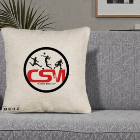 Perna Personalizata CSM Sighetu Marmatiei Sport, 40x40 cm, Bej Canapea, Husa Detasabila, Perna Inclusa, BEKZ®