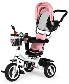 Tricicleta, cărucior roz și alb ECOTOYS