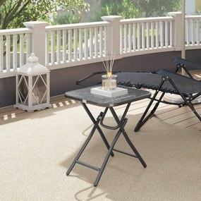 Outsunny Masă de cafea pătrată de bistro pentru grădină 45 x 45 x 50 cm pliabilă metal negru blat sticlă temperată negru | Aosom Romania