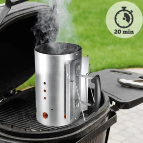 Dispozitiv de aprindere pentru gratar Master Grill & Party MG118, Potrivit pentru carbuni si brichete, Maner izolat termic, Otel, Argintiu