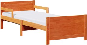 vidaXL Cadru de pat cu saltea Maro 80 x 200 cm Lemn de pin masiv