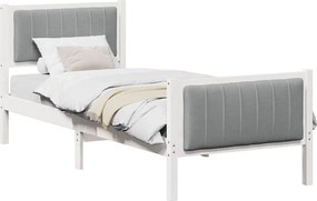 vidaXL Cadru de pat Alb și gri deschis 80 x 200 cm Lemn masiv de pin