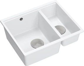 Chiuveta compozit sub blat Quadron Logan 150 alb - inox 56x46 cm