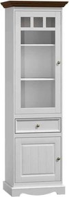 Vitrină lemn masiv nuc Linea Alb-, 60 × 45 × 190 cm