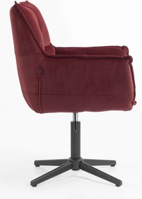 HR560CROSS Scaun Catifea Bordo Merlot cu Bază Neagră