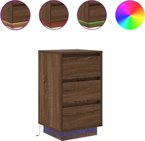 vidaXL Noptiera cu lumini LED Stejar maro 38x34x65 cm