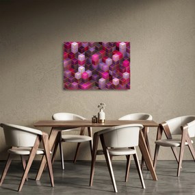 Tablou pe sticlă - Cuburi violet (70x50 cm)