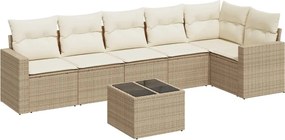 vidaXL Set canapele de grădină, 7 piese, cu perne, bej, poliratan