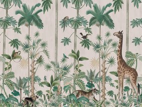 Fototapet, Giraffe's Stroll, Pastel Pink, Rebel Walls
