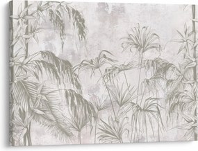 Tablou - Plante tropicale pe perete gri (70x50 cm)
