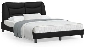 3213927 vidaXL Cadru de pat cu lumini LED, negru, 140x190 cm, piele ecologică