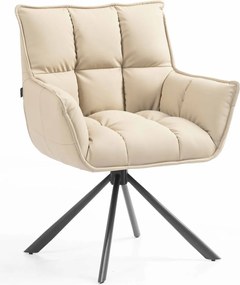 HR560 BAZĂ STEA Scaun Crem Piele Ecologica Premium Soft cu Bază Neagră