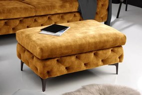 Taburete elegant stil Chesterfield, Catifea, Galben Mustar, MODERN BAROCK 90cm A-44395 VC