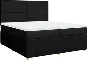 vidaXL Pat box spring cu saltea, negru, 200x200 cm, textil