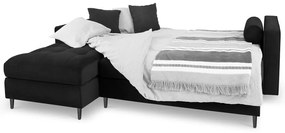 Colțar extensibil din catifea cu șezlong stânga Milo Casa Santo, negru