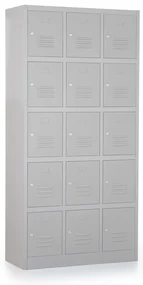 Dulap metalic - 15 cutii, 90 x 40 x 185 cm, broasca cilindrica, gri - ral 7035