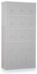 Dulap metalic - 15 cutii, 90 x 40 x 185 cm, broasca cilindrica, gri - ral 7035