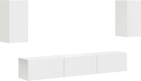 vidaXL Set comodă TV Pe perete 5 pcs Alb Lemn compozit