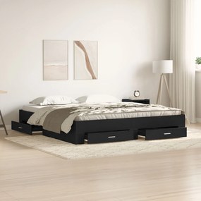 vidaXL Cadru de pat cu sertare Stejar negru 180 x 200 cm Lemn compozit